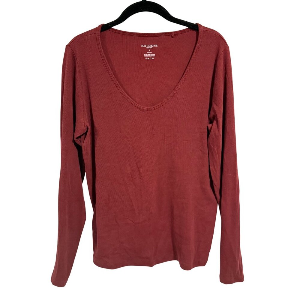MM Lafleur Maroon Micro Ribbed Pima Cotton Top Size XL